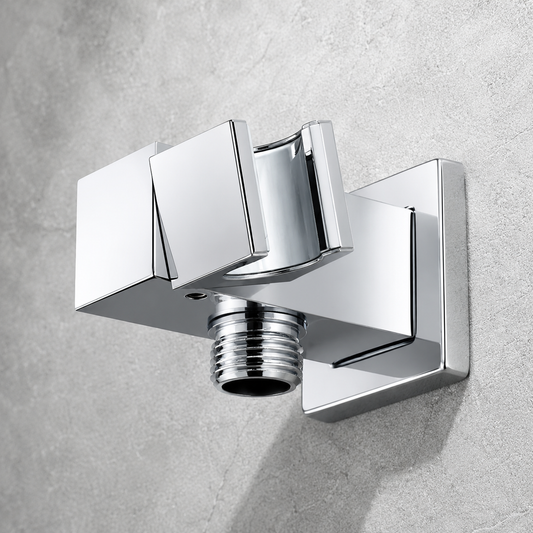 Square Brass Wall Elbow with Adjustable Shower Holder (Model: iKON-WE10)