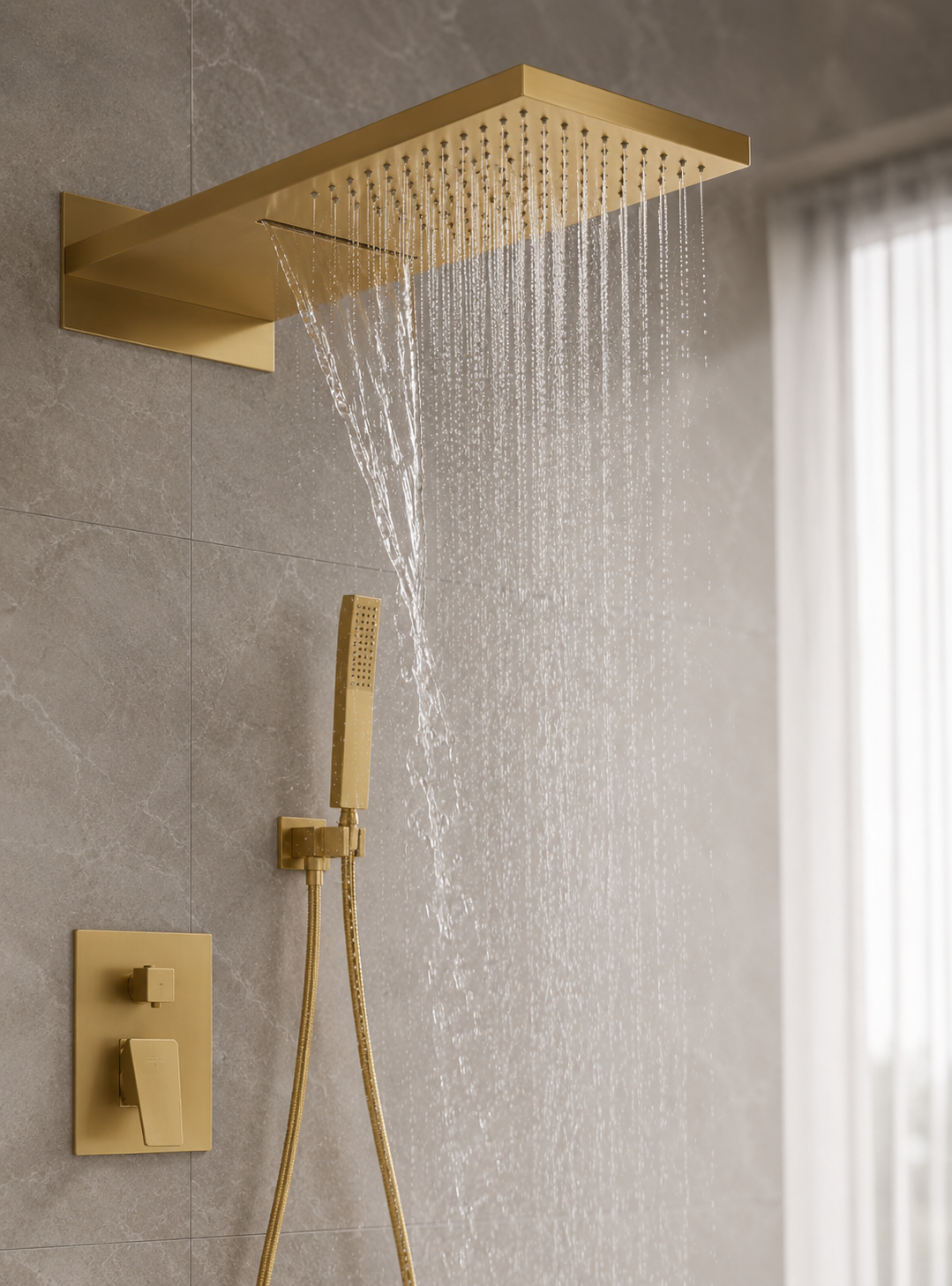 2-Function Wall-Mounted Rain & Waterfall Shower Head IKON-SHG2202
