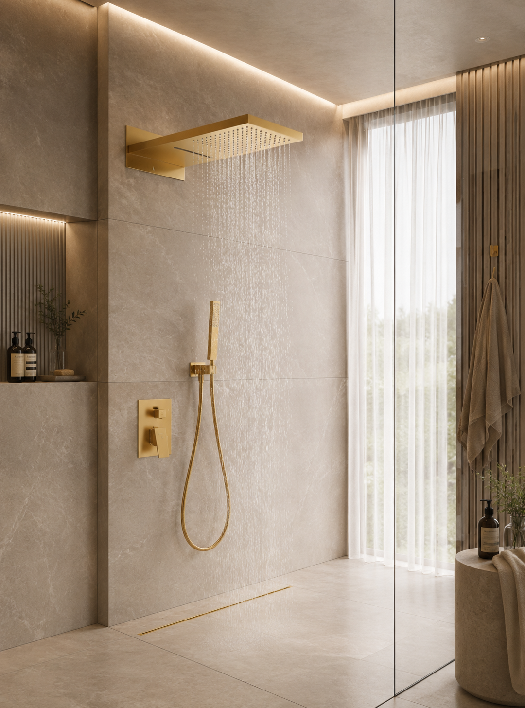 2-Function Wall-Mounted Rain & Waterfall Shower Head IKON-SHG2202