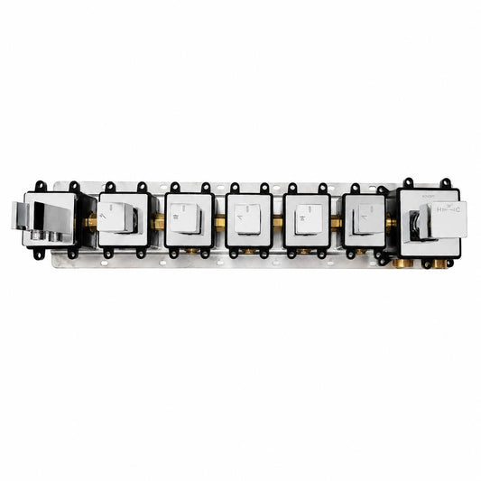 5-Way Thermostatic Shower Rough-In Valve with Integrated Mounting Rail & Protective Boxes model IKON-AH515000
