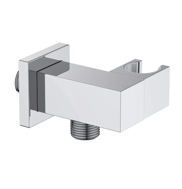 Square Brass Wall Elbow with Adjustable Shower Holder (Model: iKON-WE10)
