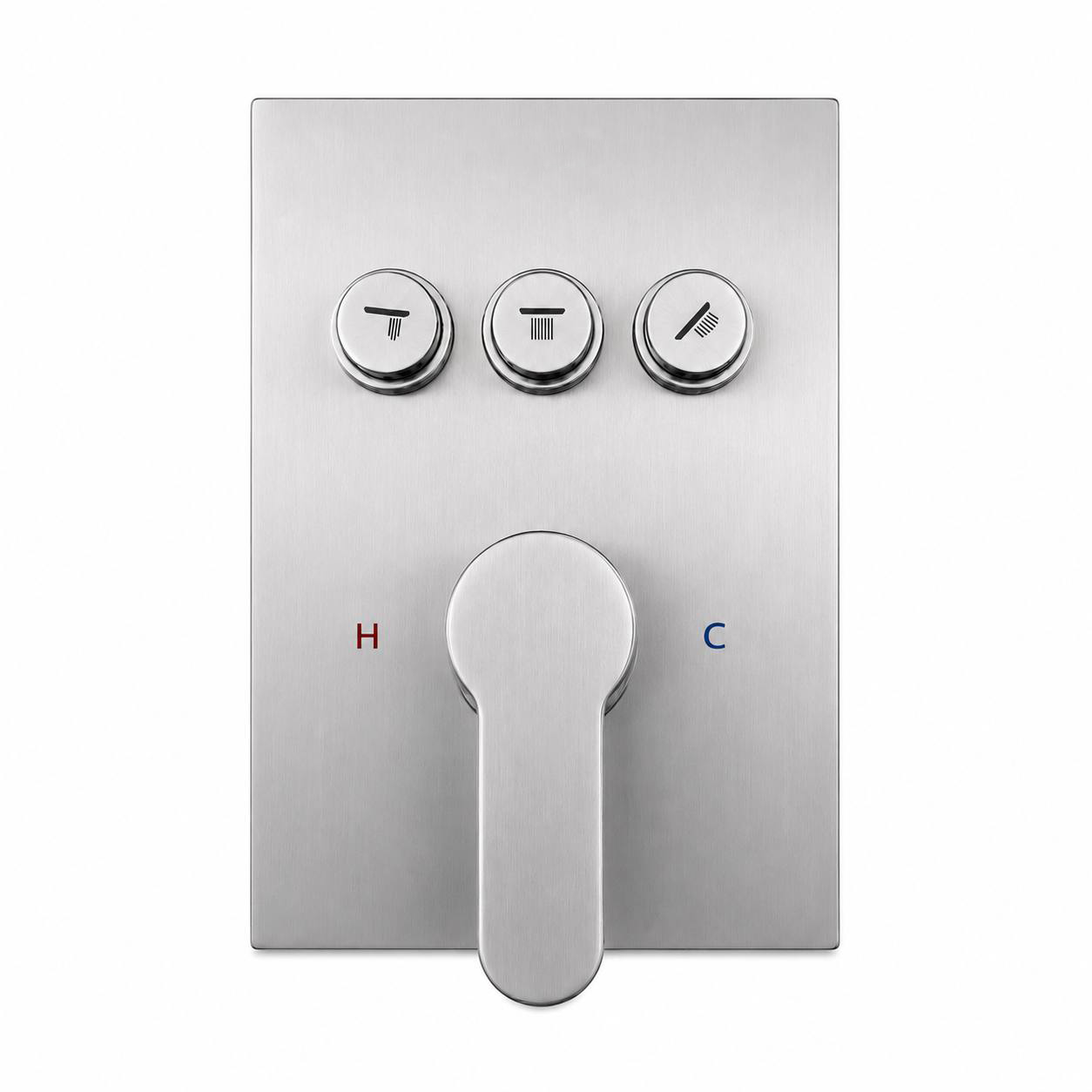Square Wall-Mounted Concealed 3-Way Shower Valve with Pressure Balancing and Decorative Plate IKON-PBV2000