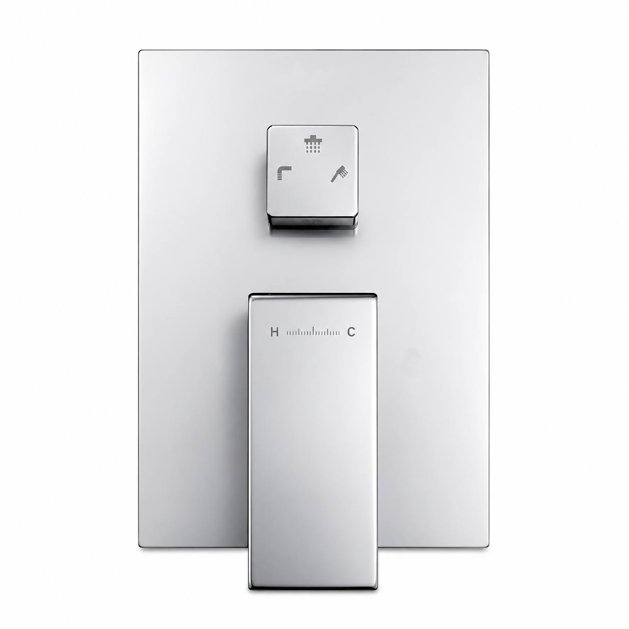 Square Wall-Mounted Concealed 3-Way Shower Valve with Pressure Balancing and Decorative Plate.(Model: iKON-MT603000)