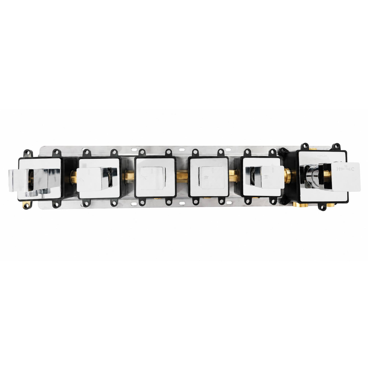 4-Way Thermostatic Shower Rough-In Valve with Integrated Mounting Rail &amp; Protective Boxes IKON-AH514100