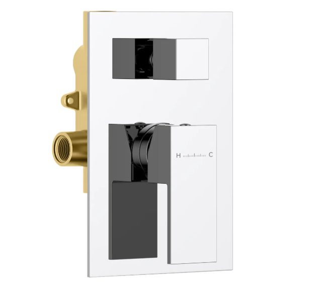 Square Wall-Concealed 2-Way Shower Valve with Trim Plate (Model: iKON-MT602100)