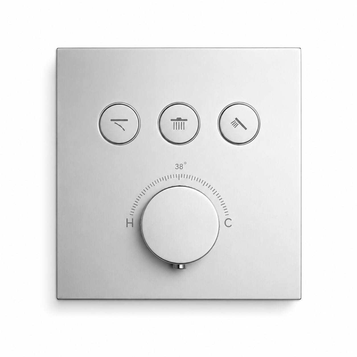 Square Wall-Mounted Concealed 3-Way Thermostatic Shower Valve with Decorative Plate IKON-TST3001