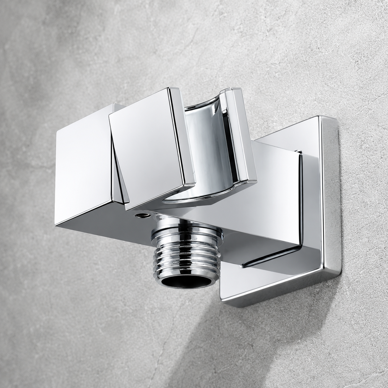 Square Brass Wall Elbow with Adjustable Shower Holder (Model: iKON-WE10)