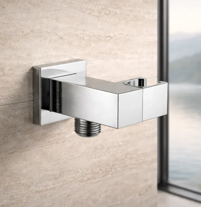 Square Brass Wall Elbow with Adjustable Shower Holder (Model: iKON-WE10)