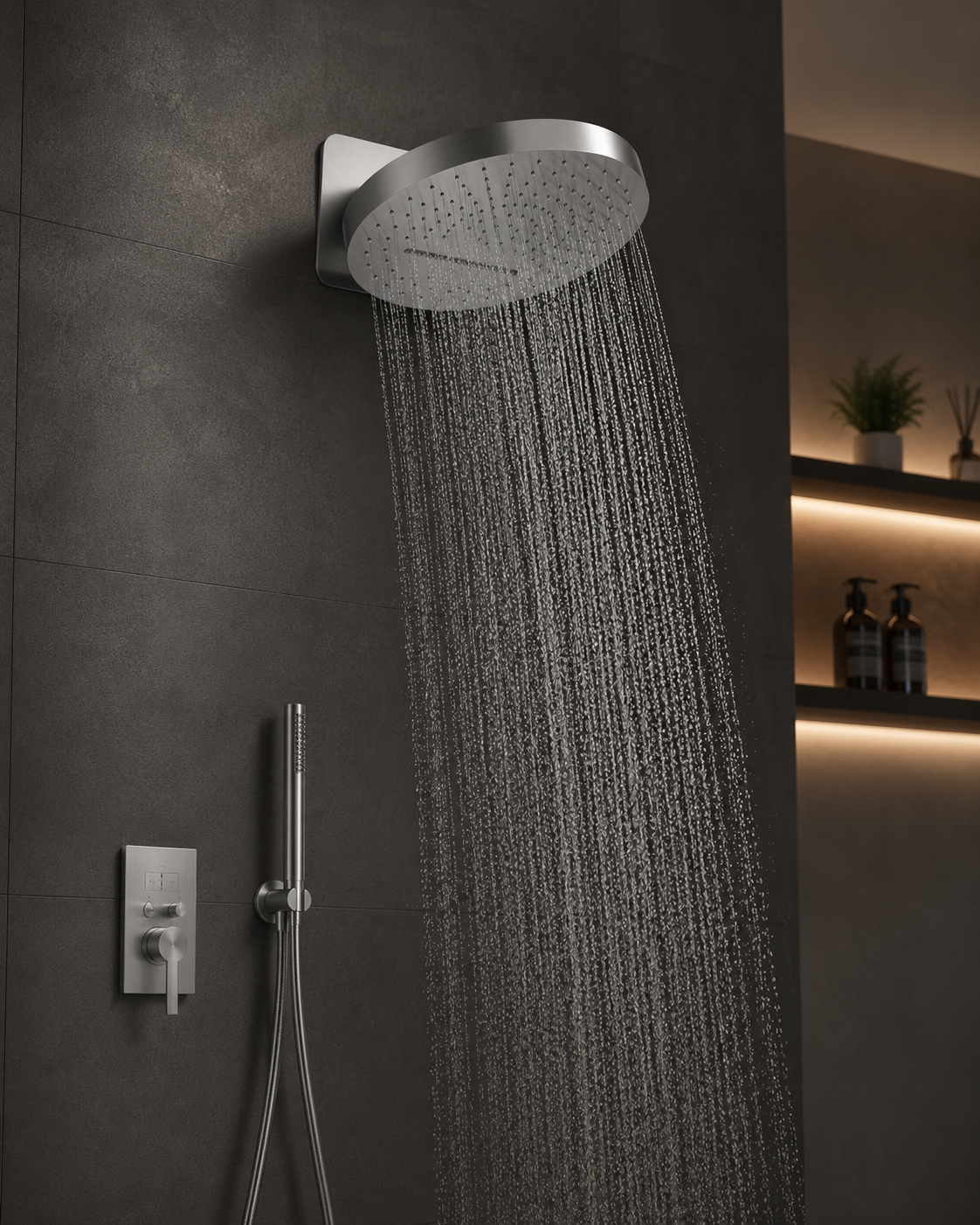 2-Function Round Wall-Mounted Rain & Waterfall Shower Head IKON-SHI063232