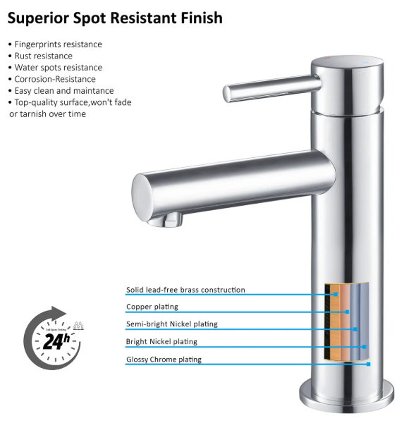 Single Handle Solid Brass Bathroom Basin Faucet (Model: iKON-AB000005)