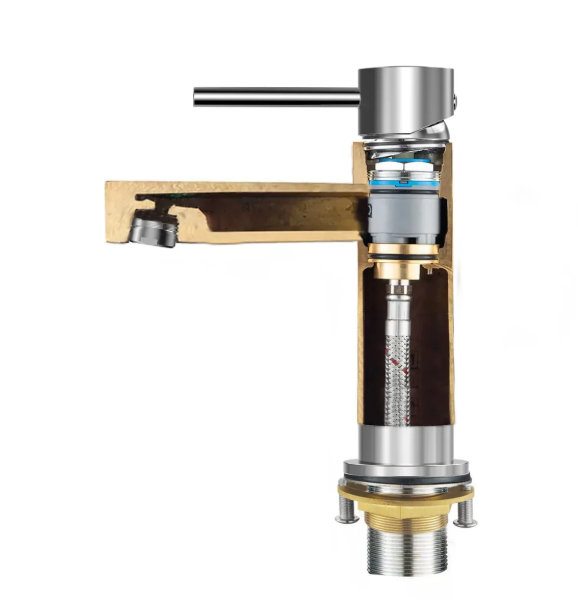 Single Handle Solid Brass Bathroom Basin Faucet (Model: iKON-AB000005)