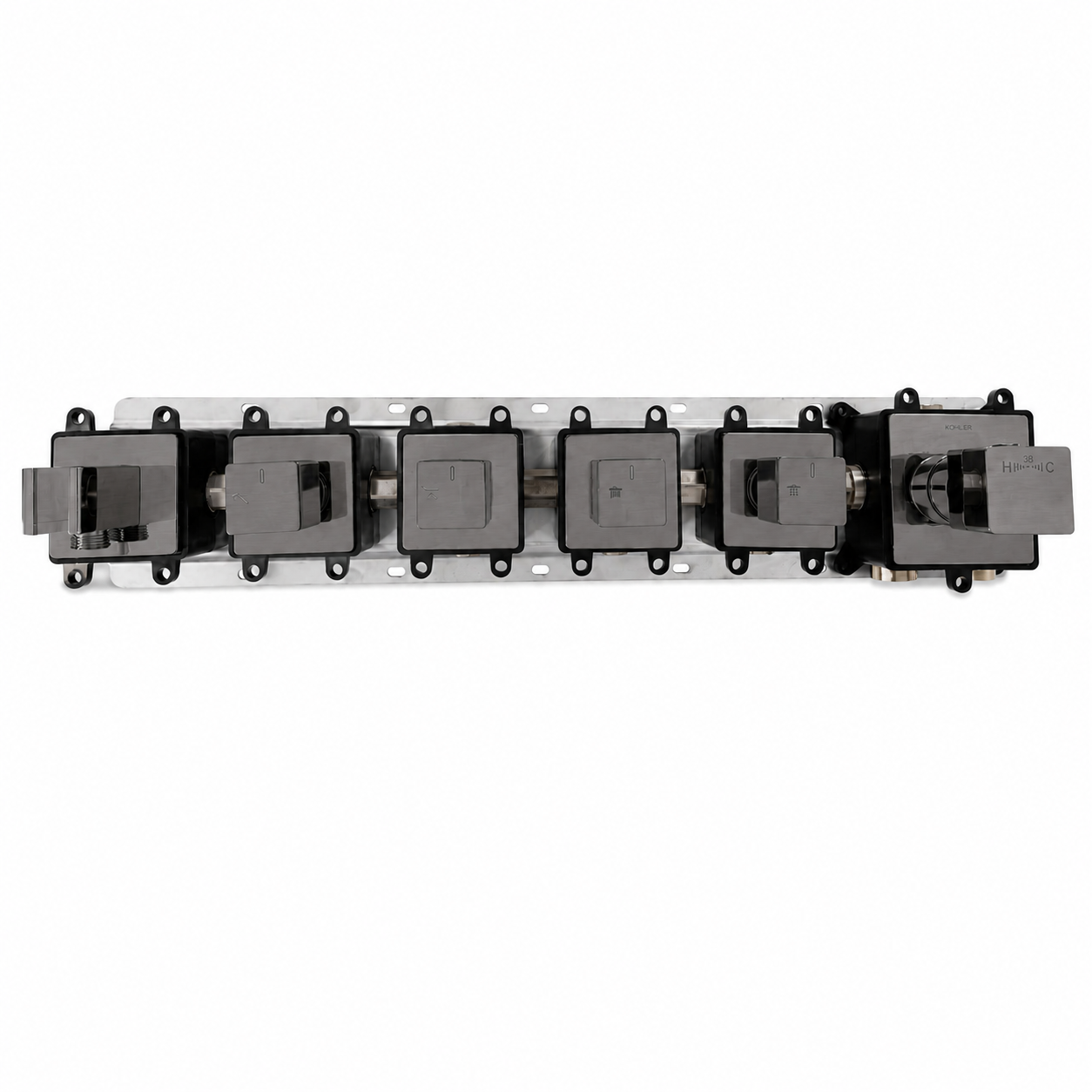 4-Way Thermostatic Shower Rough-In Valve with Integrated Mounting Rail &amp; Protective Boxes IKON-AH514100