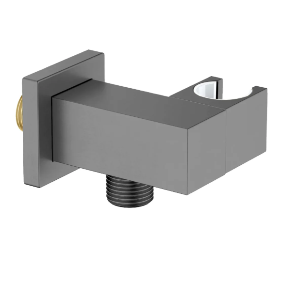 Square Brass Wall Elbow with Adjustable Shower Holder (Model: iKON-WE10)