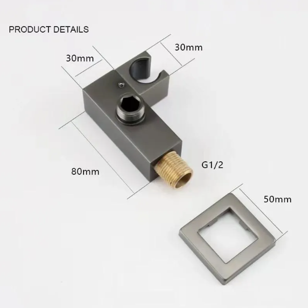 Square Brass Wall Elbow with Adjustable Shower Holder (Model: iKON-WE10)