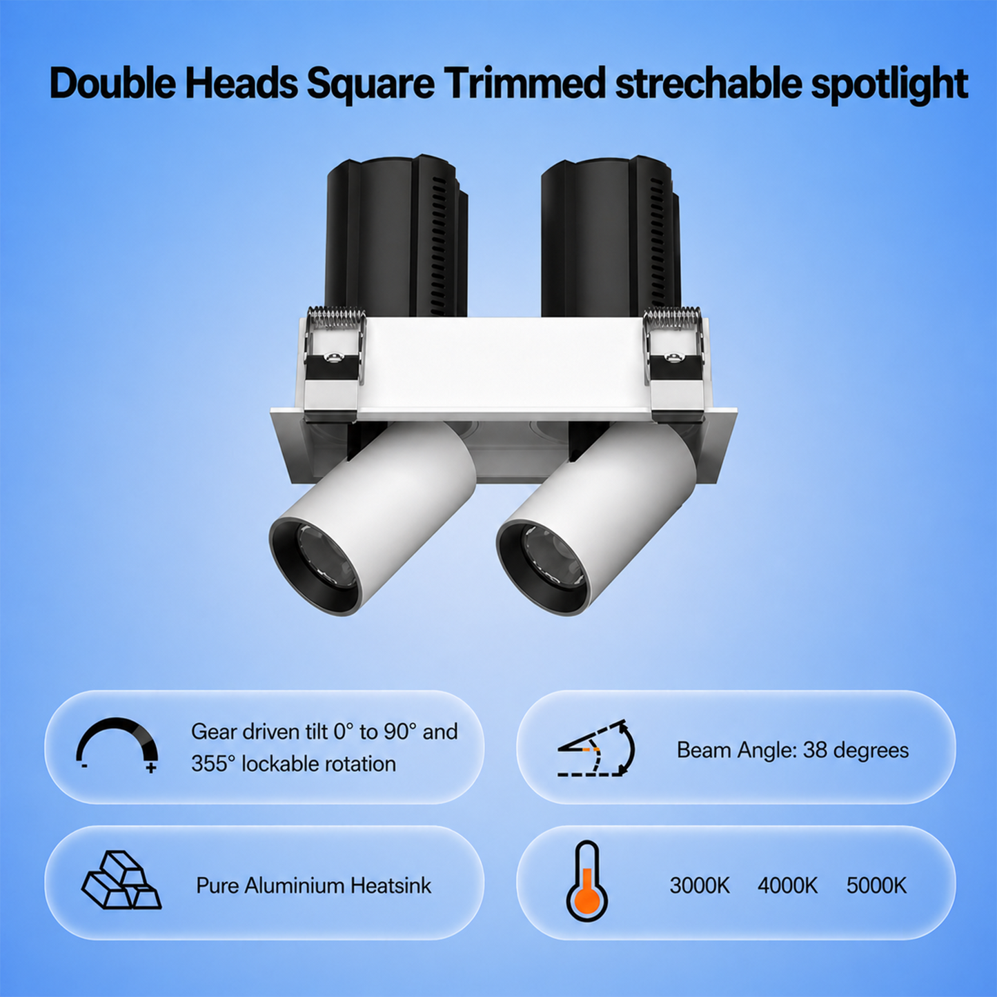 Double Square Trimmed IKON-DL02-10W-2ST