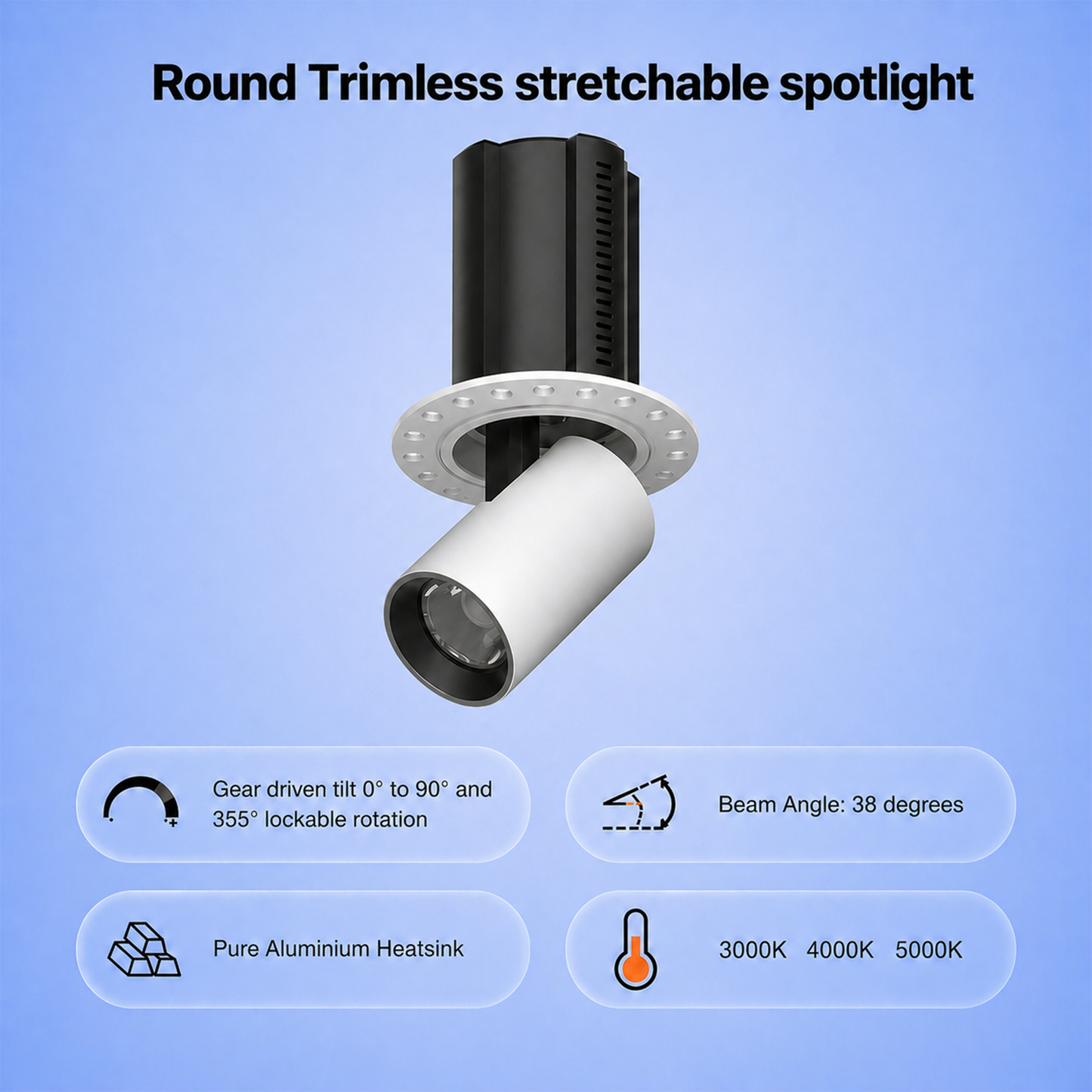Round Trimless stretchable spotlight IKON-DL02-12W-RTL