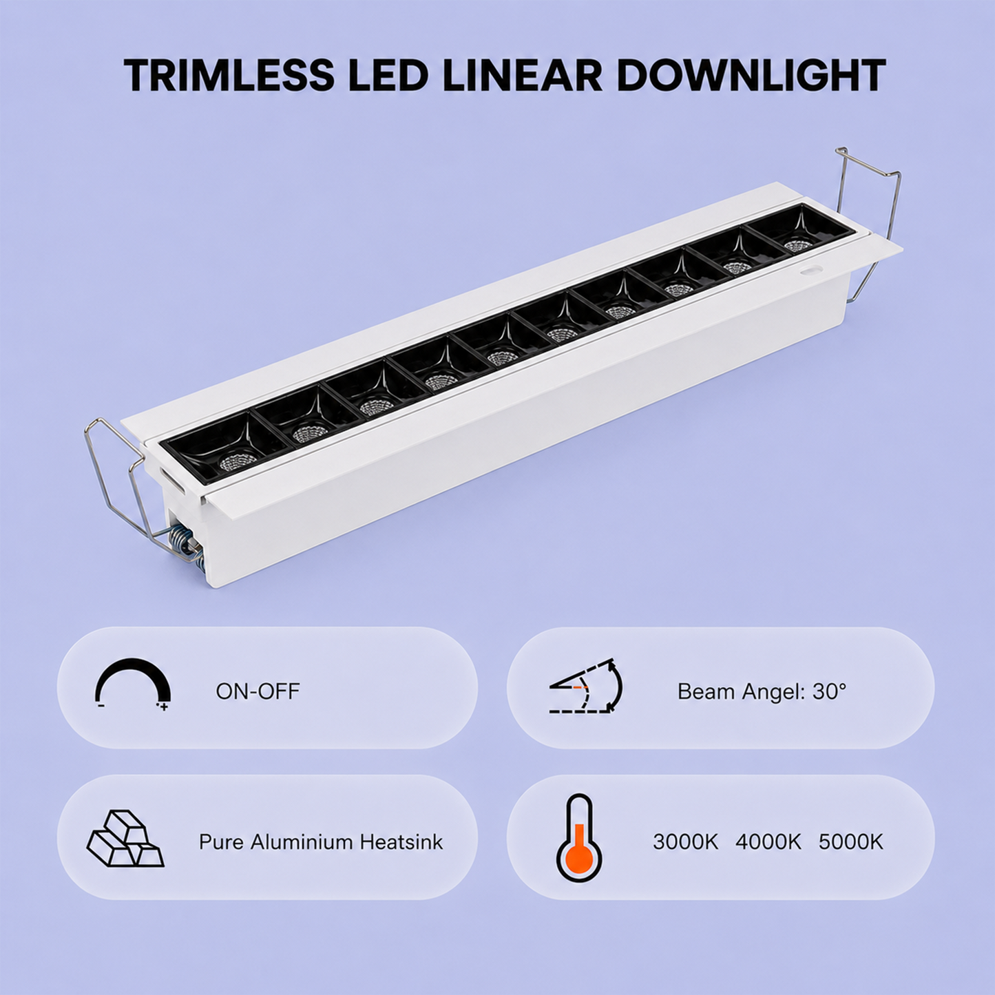 Linear Trimless Downlight IKON-DL04-12W-TL