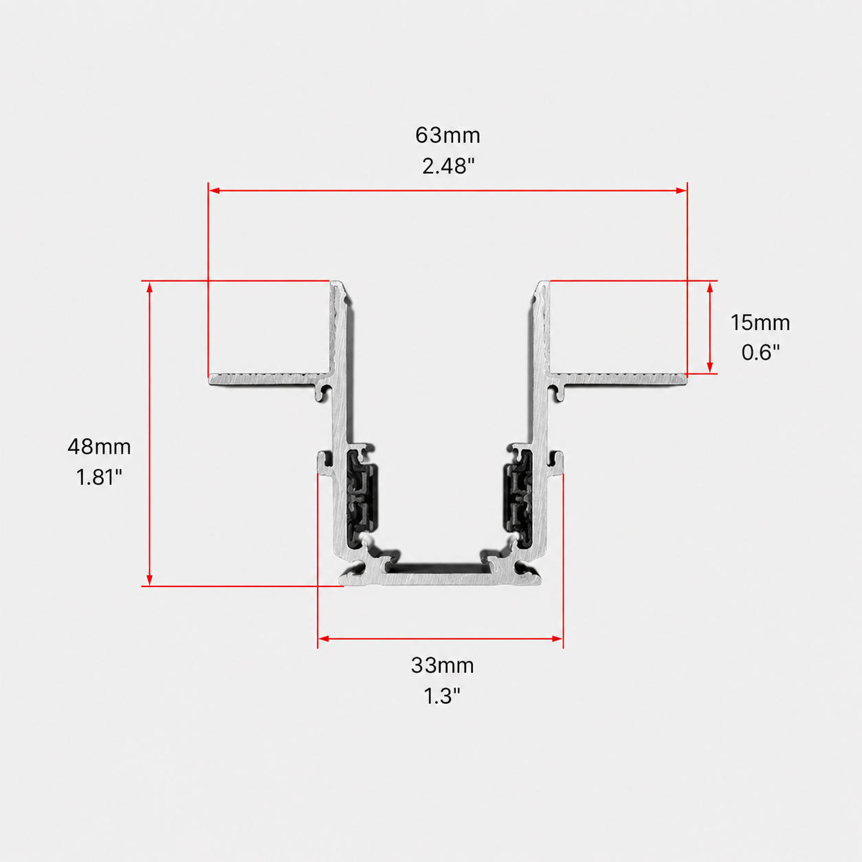 Recessed Magnetic Track Rail IKON-MAG-TR-R2-3000