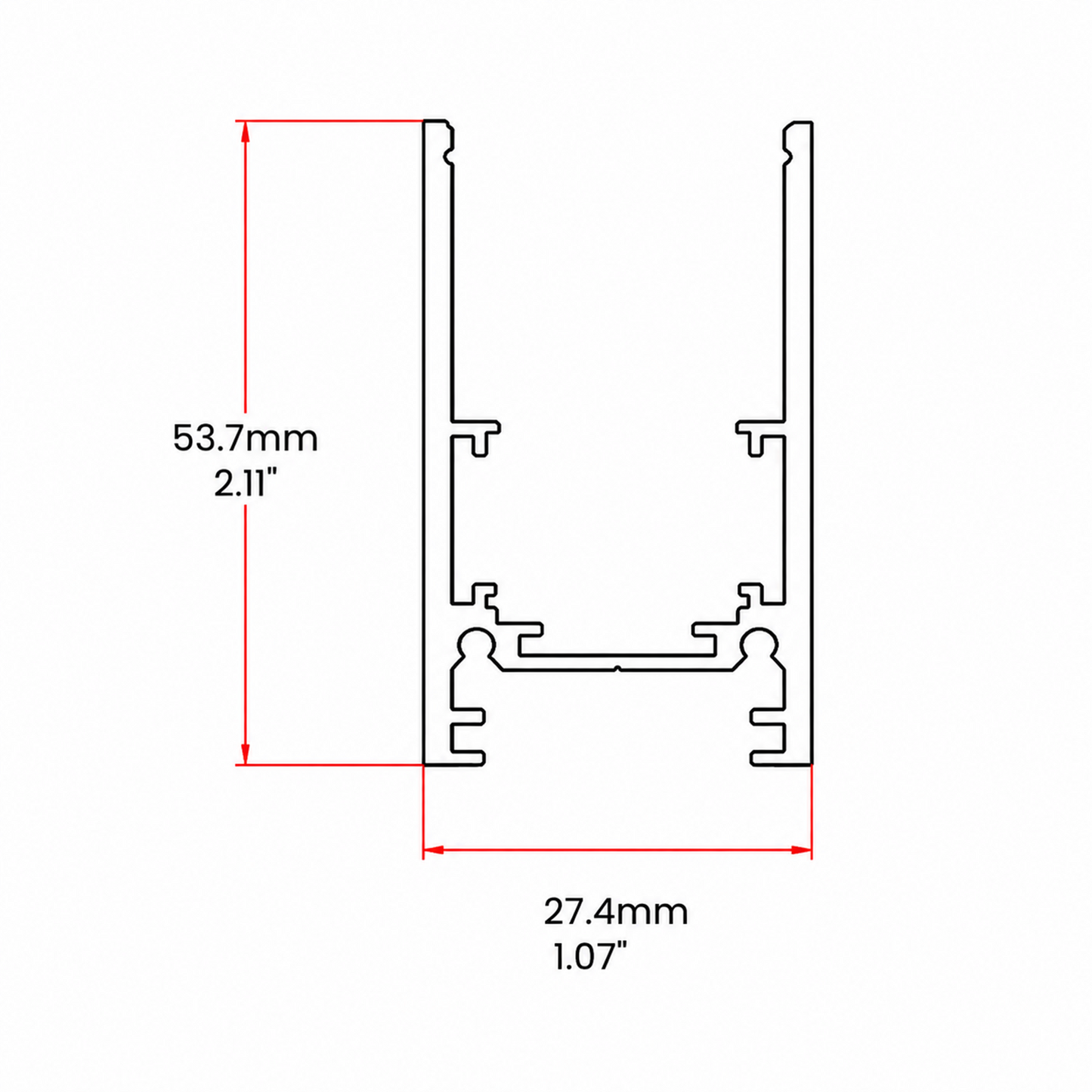 Surface Mounted Magnetic Track Rail IKON-MAG-TR-S-3000