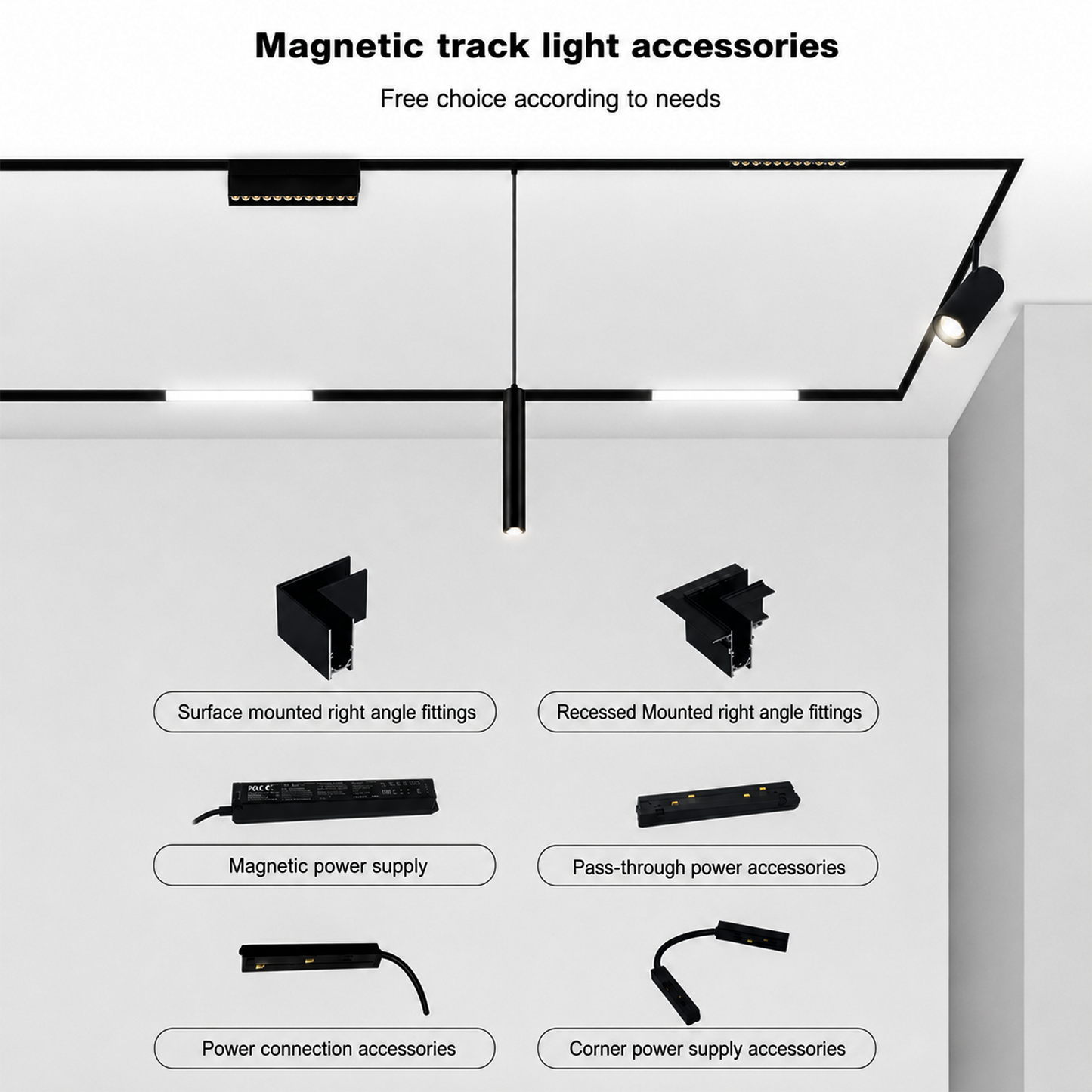 Recessed Magnetic Track Rail IKON-MAG-TR-R-3000