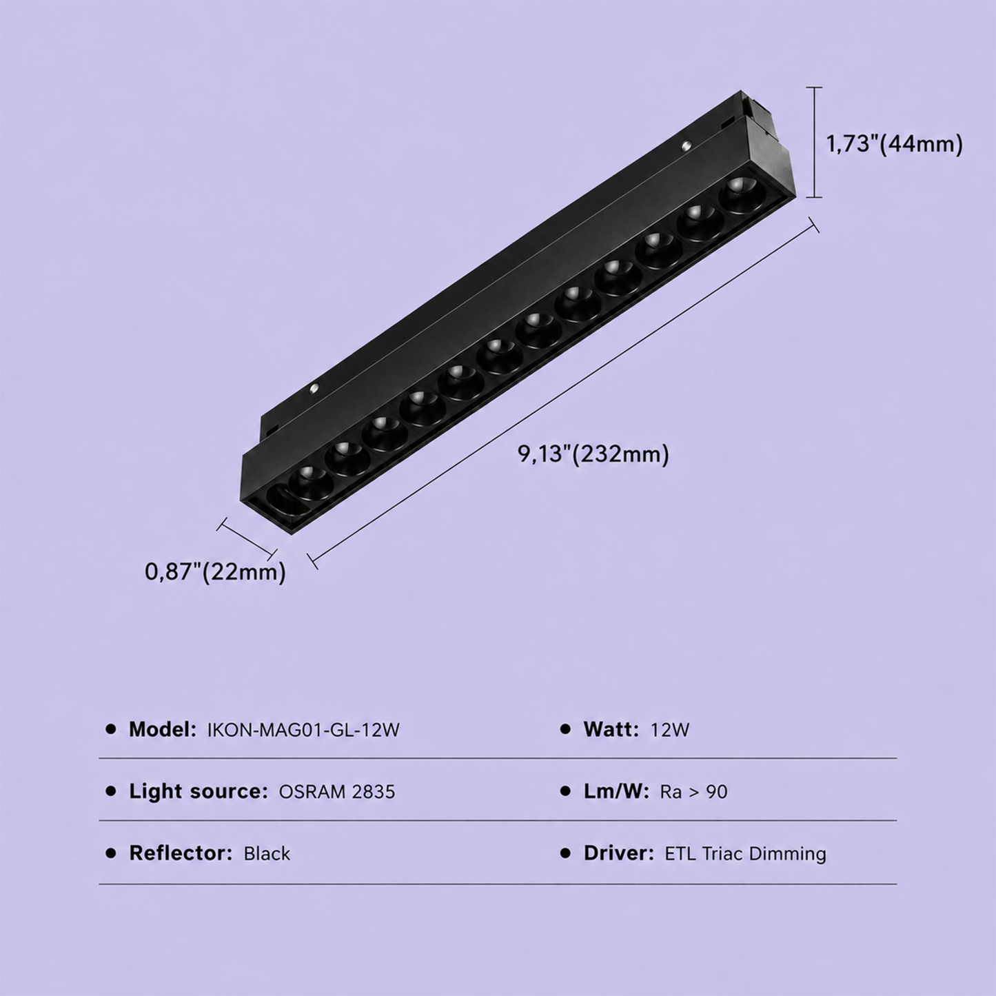 48V Magnetic Grille Light  IKON-MAG01-GL-12W