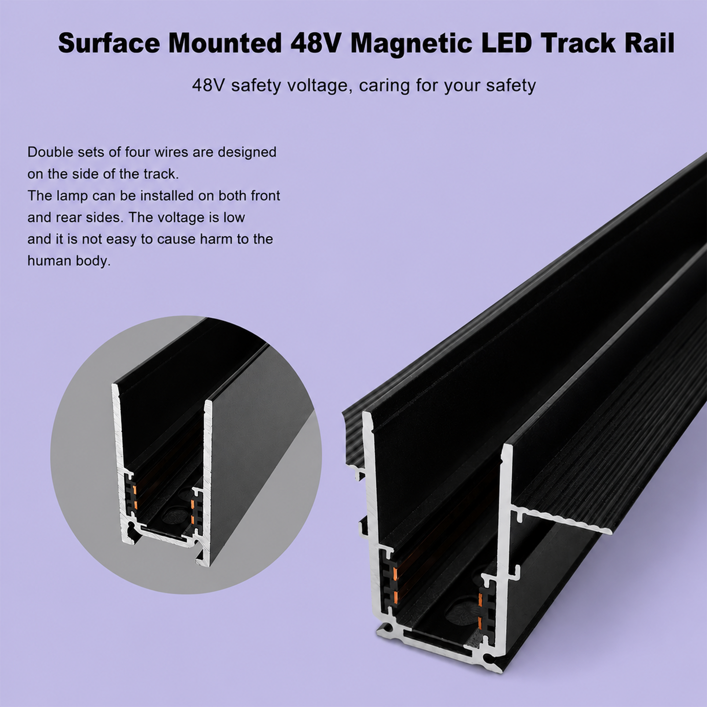 Surface Mounted Magnetic Track Rail IKON-MAG-TR-S-3000