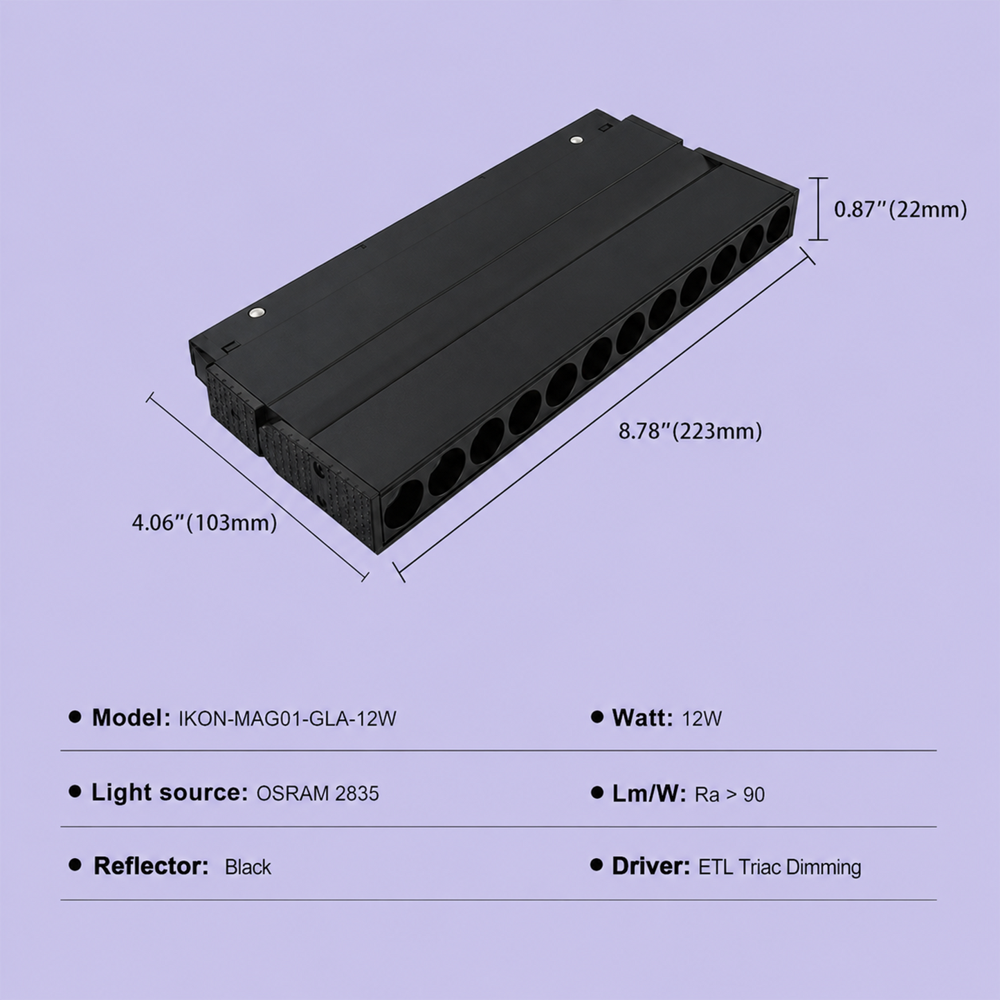 48V Magnetic LED Adjustable Grille Light IKON-MAG01-GLA-12W