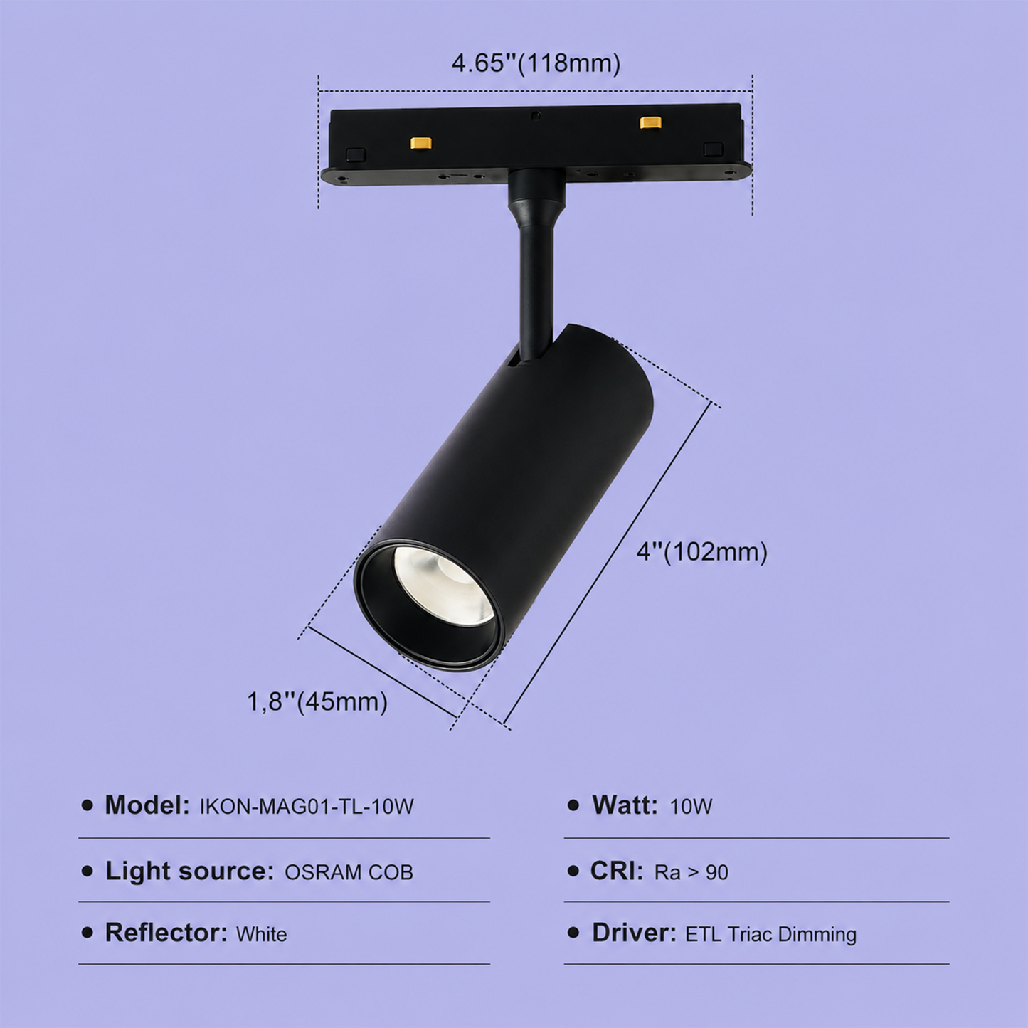 48V Magnetic Track Light IKON-MAG01-TL-10W