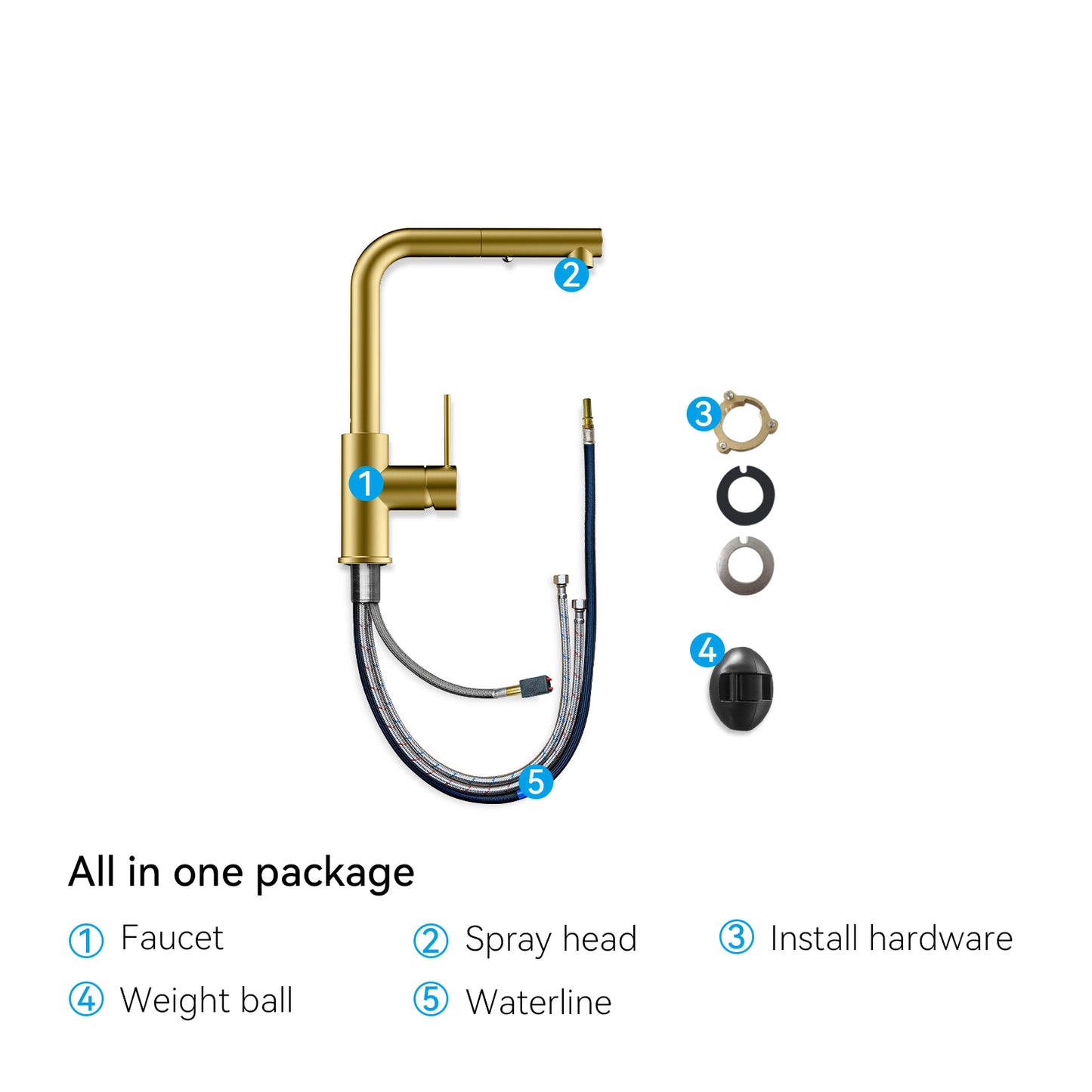 Single Handle Pull-Out Kitchen Faucet (Model: KFB1051A)