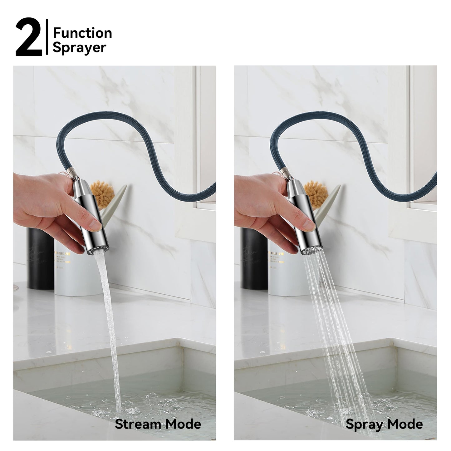 Single Handle High-Arc Solid Brass Pull-Down Kitchen Faucet (Model: iKON-KFB1059)