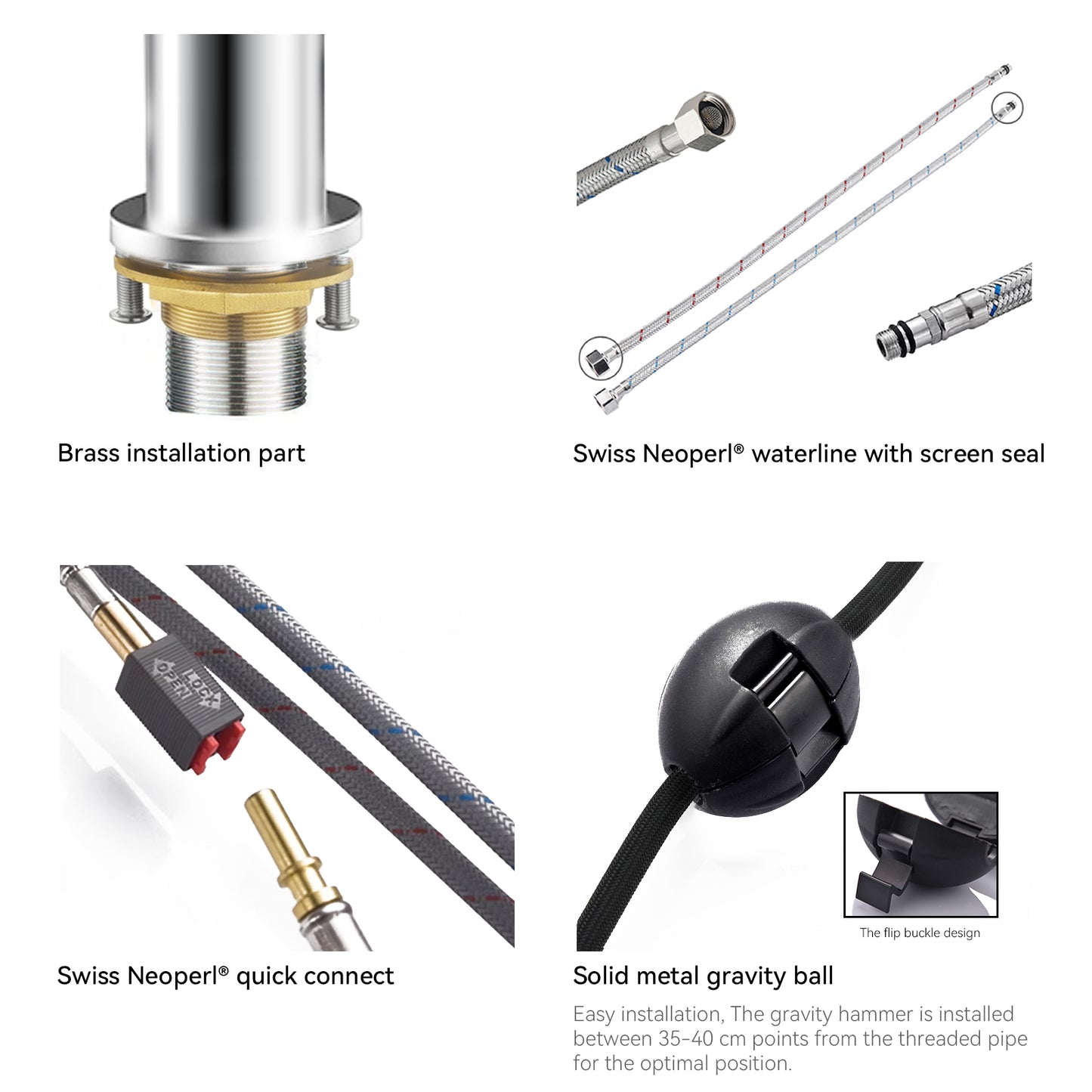 Single Handle High-Arc Solid Brass Pull-Down Kitchen Faucet (Model: iKON-KFB1059)