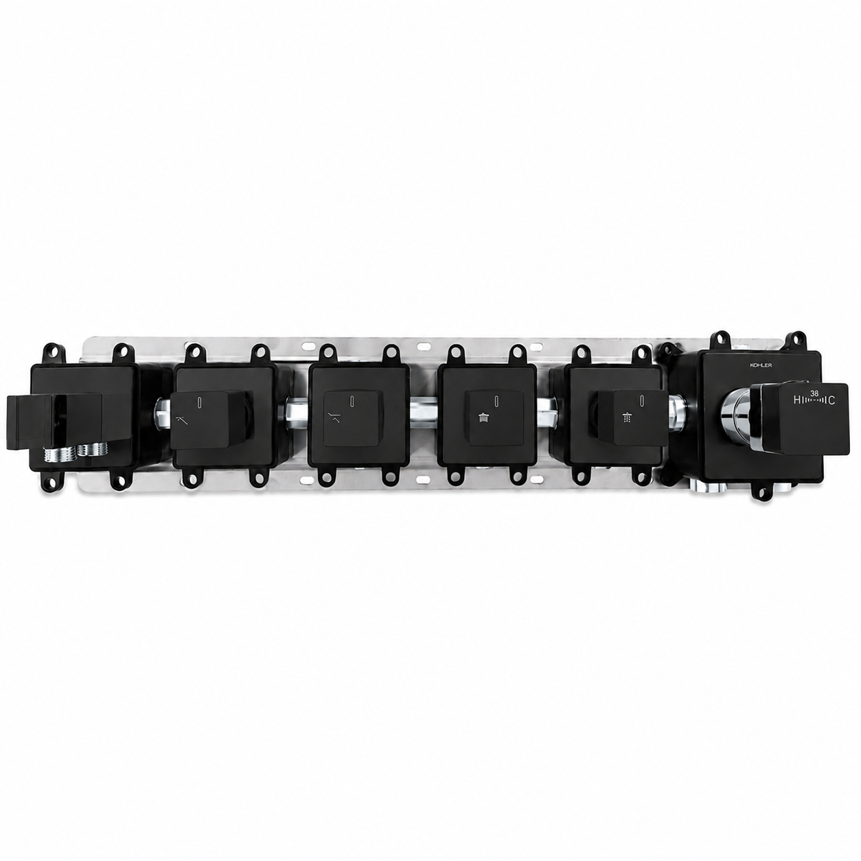 4-Way Thermostatic Shower Rough-In Valve with Integrated Mounting Rail &amp; Protective Boxes IKON-AH514100