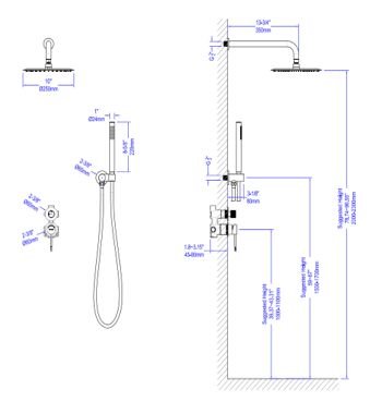 Circular Modern Concealed Wall-Mounted Shower System (Model: iKON-AB302004)