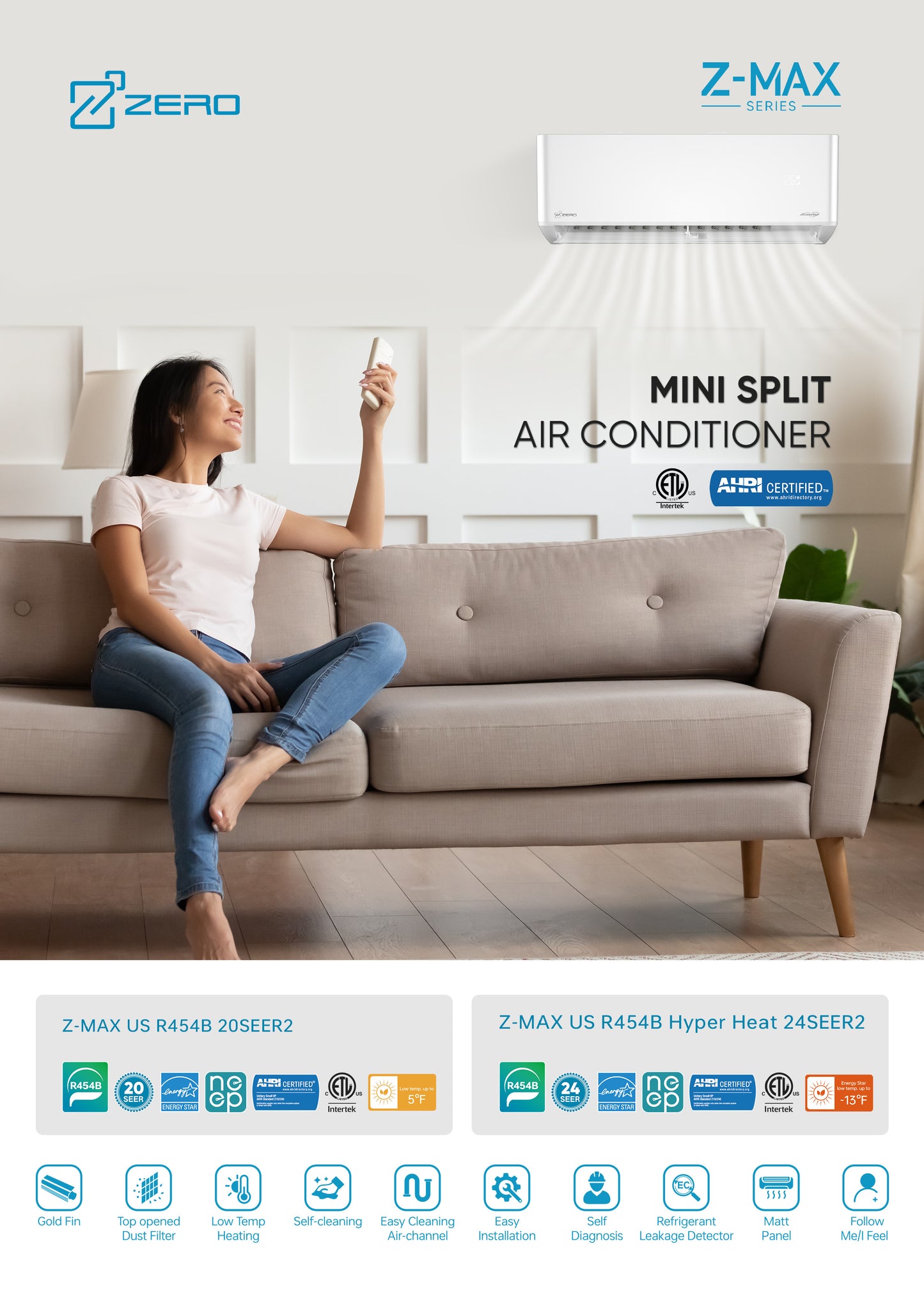 Mini Split iKON-Z-MAX US R454B Hyper Heat iKON-ZMSB-12HVT-USHHR2